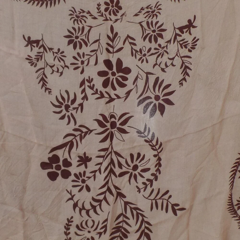 Free People Iconic Print Bandana Scarf 27" x 27" TAN with Brown Floral NWOT - Picture 7 of 8